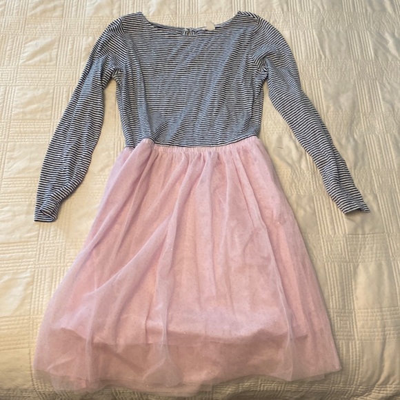 Crewcuts J Crew Stripes and Pink Tulle and Knit Ballerina Dress. Girls Size L - Picture 1 of 4